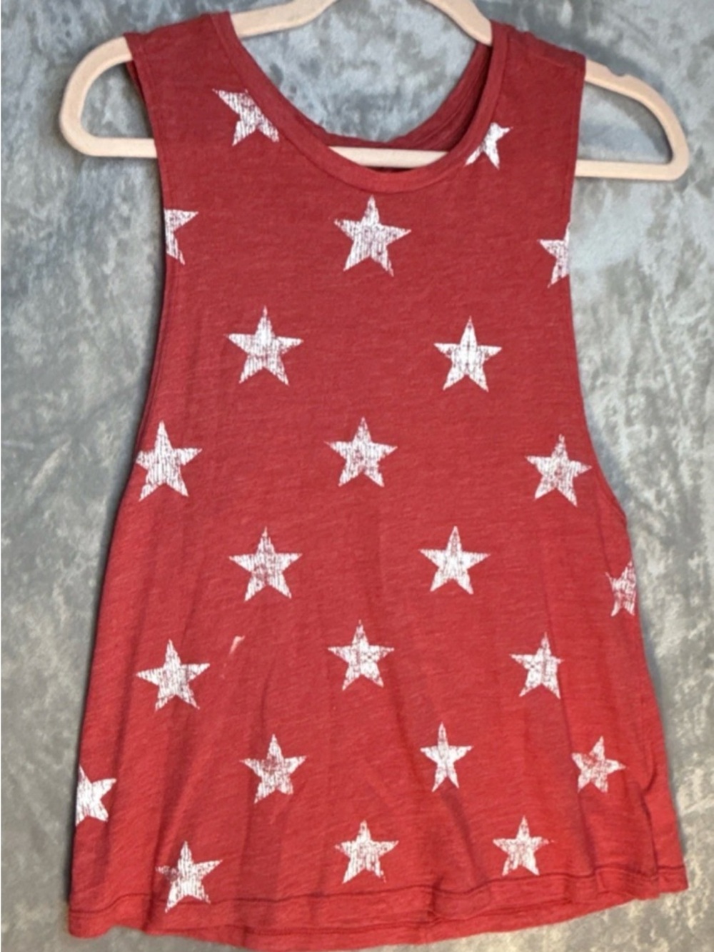 BCG Women's Racerback Active Tank Top Red Star Print M 60% Cotton 40% Polyester